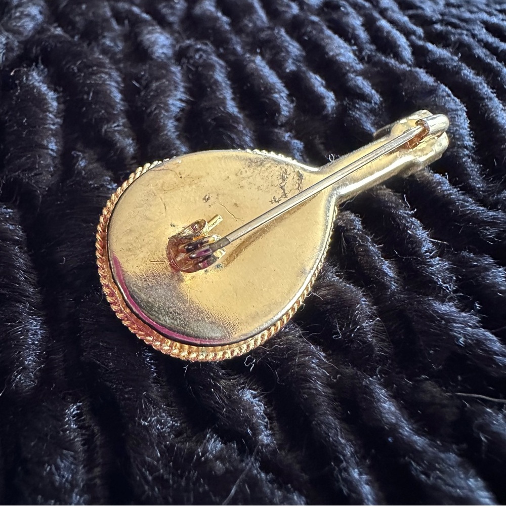 Vintage Micro Mosaic Mandolin Broach Pin - Picture 4 of 6